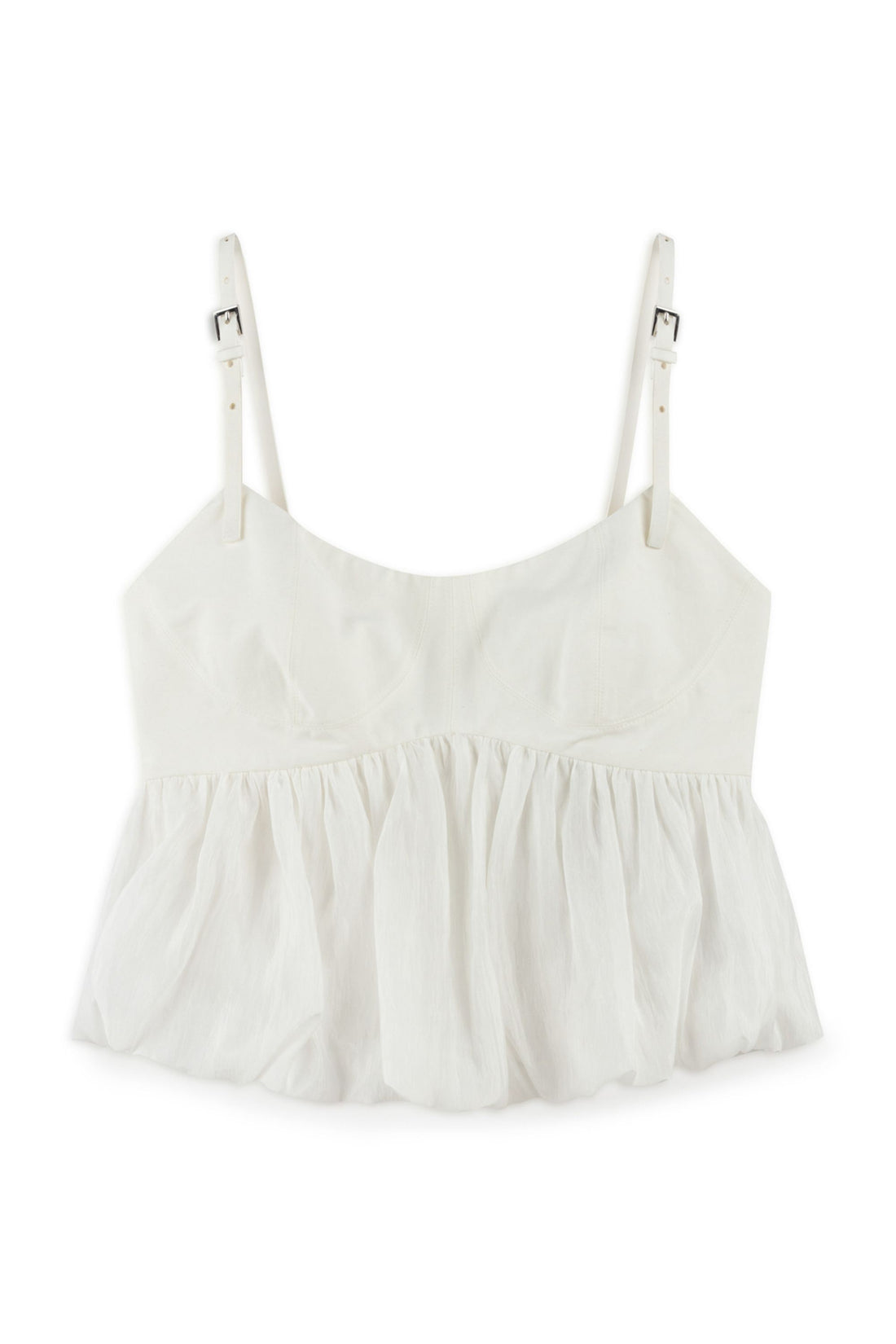 Ecru Belt Strap Detailed Crop Top