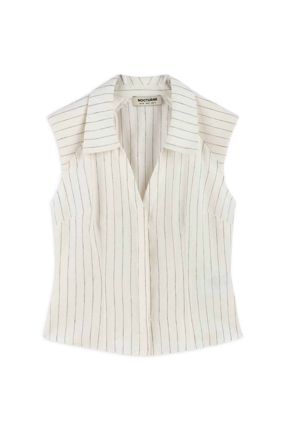Sleeveless Linen Blend Shirt with Shoulder Pads