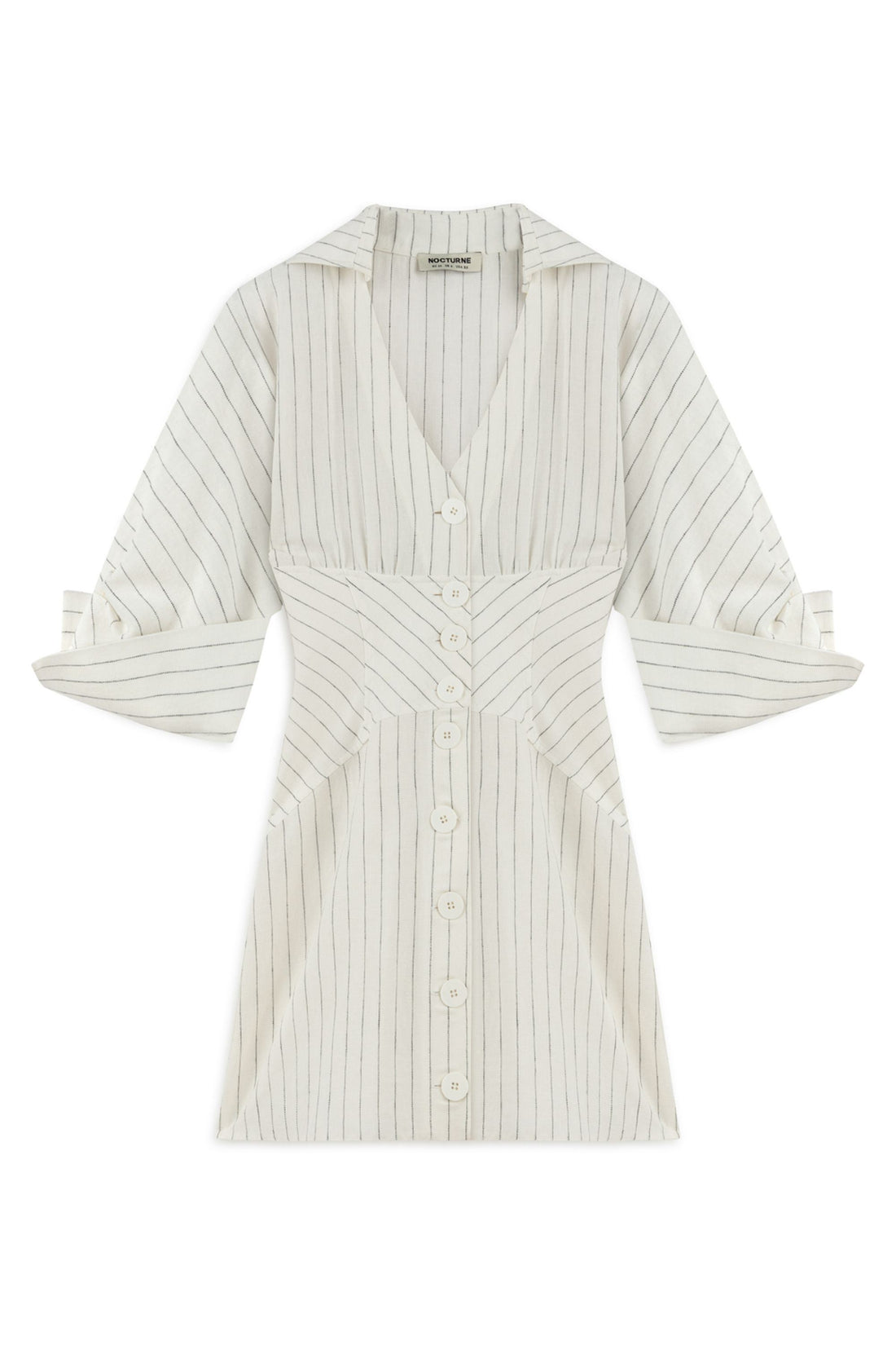 Corset-Inspired Linen Blend Striped Shirt Dress