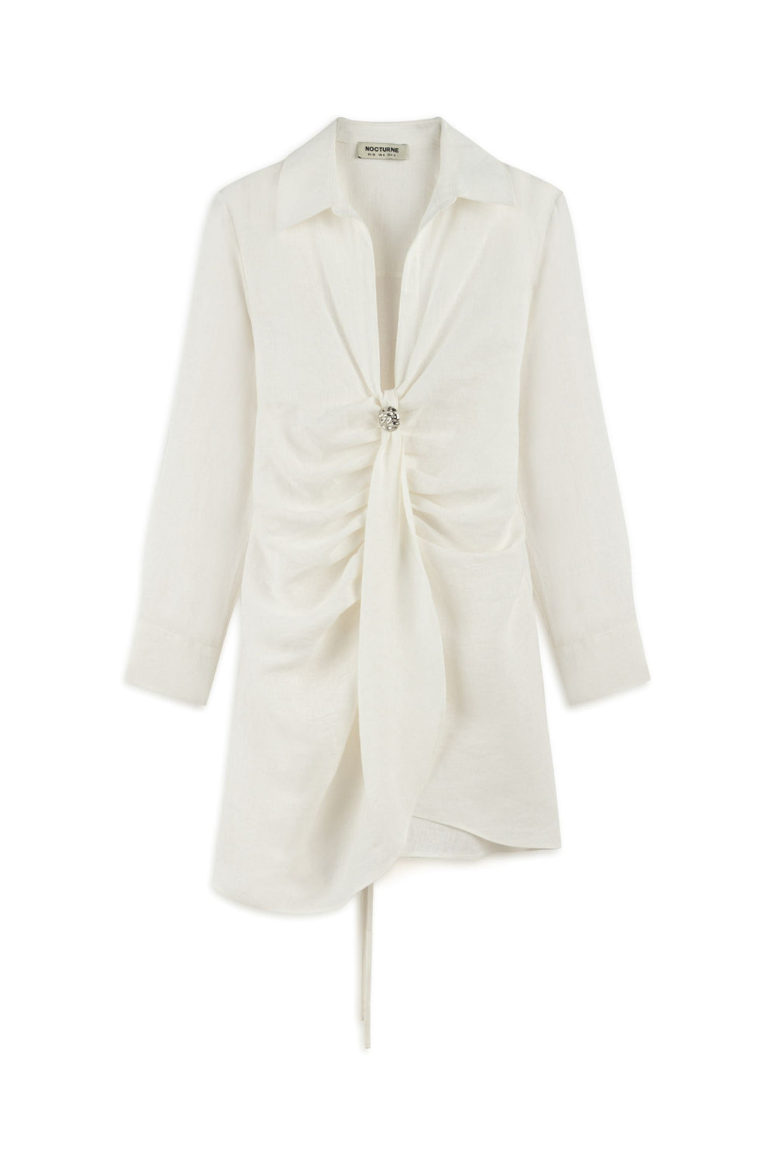 Ecru Linen Mini Dress with Accessory Detail