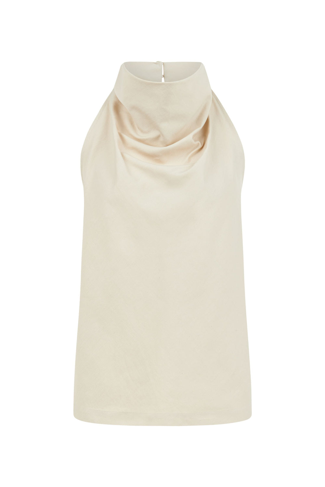 Beige Draped Neckline Open Back Detailed Blouse