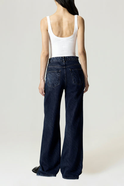 Zip Accent Straight-Leg Denim Pants