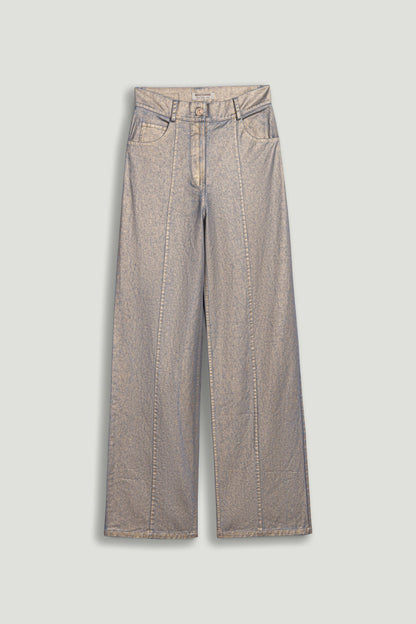 Metallic Straight-Leg Jeans