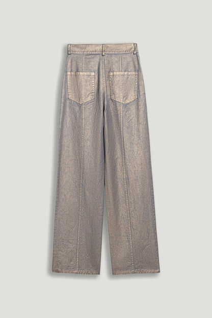 Metallic Straight-Leg Jeans