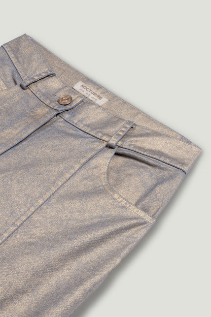 Metallic Straight-Leg Jeans