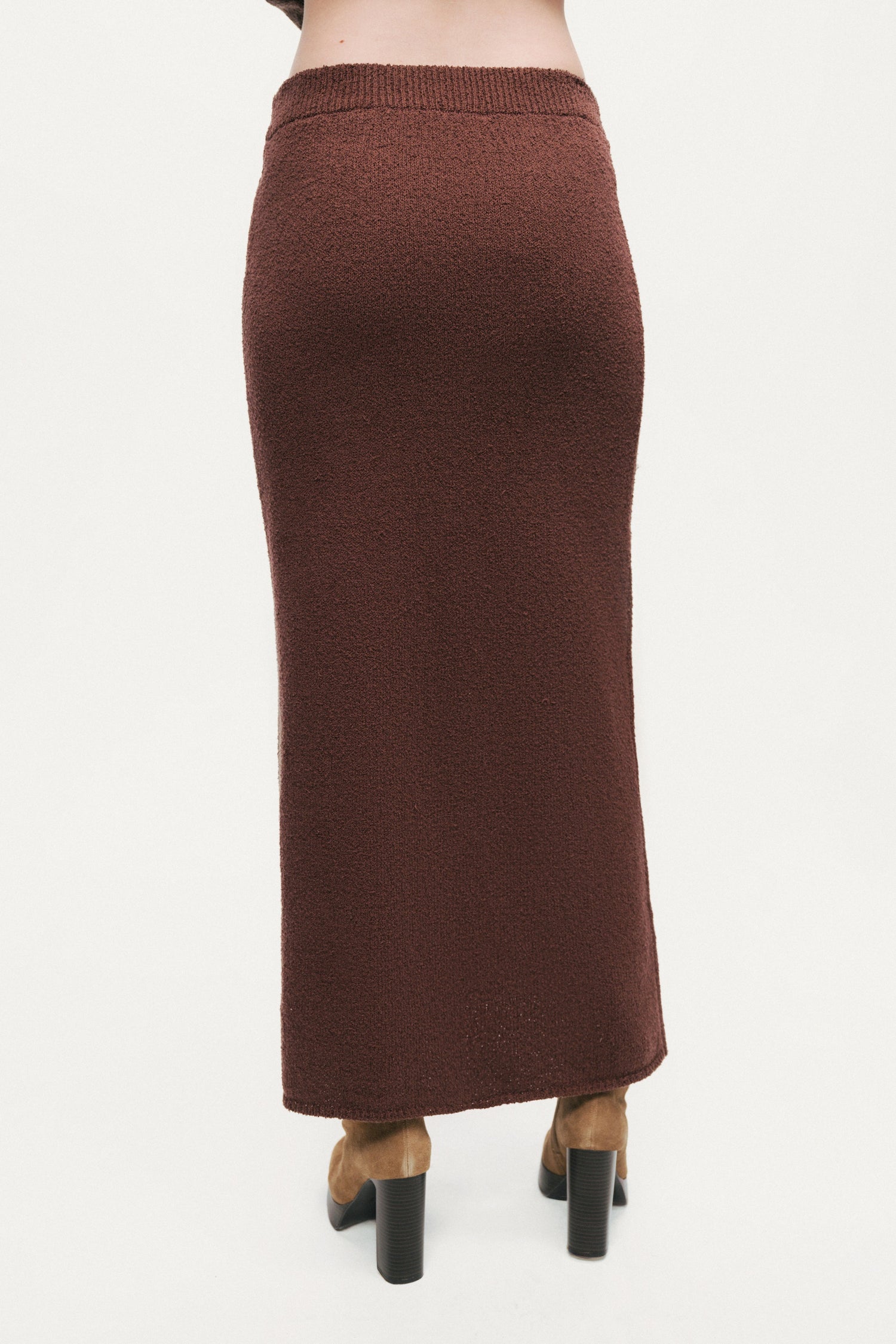 Embellished Ribbed Knit Maxi Skirt