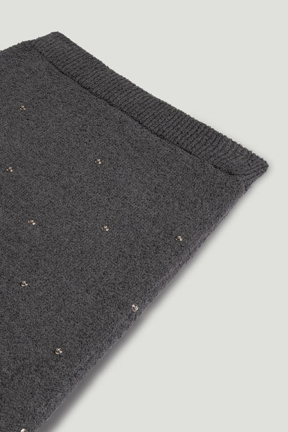 Embellished Ribbed Knit Maxi Skirt