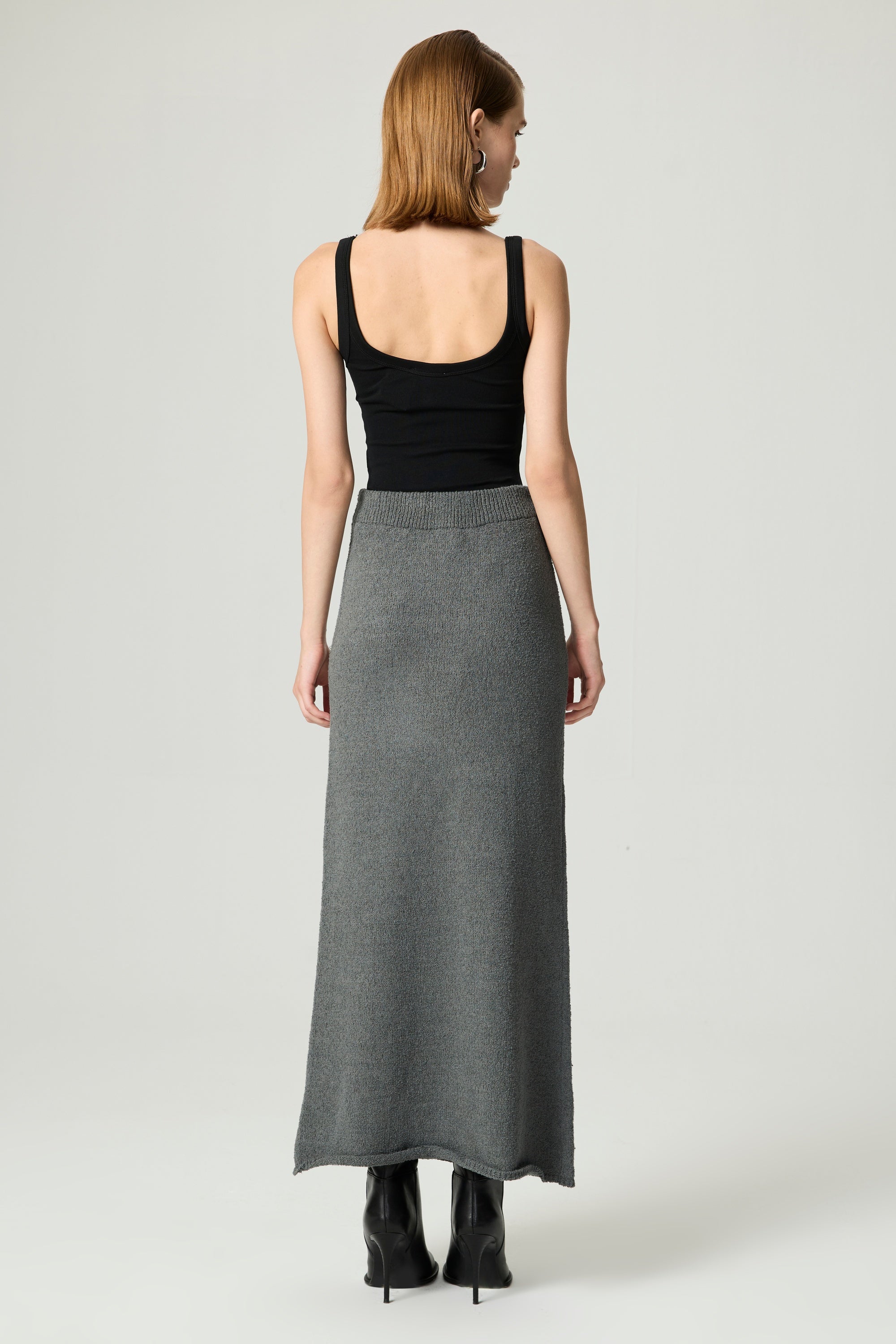 Embellished Ribbed Knit Maxi Skirt