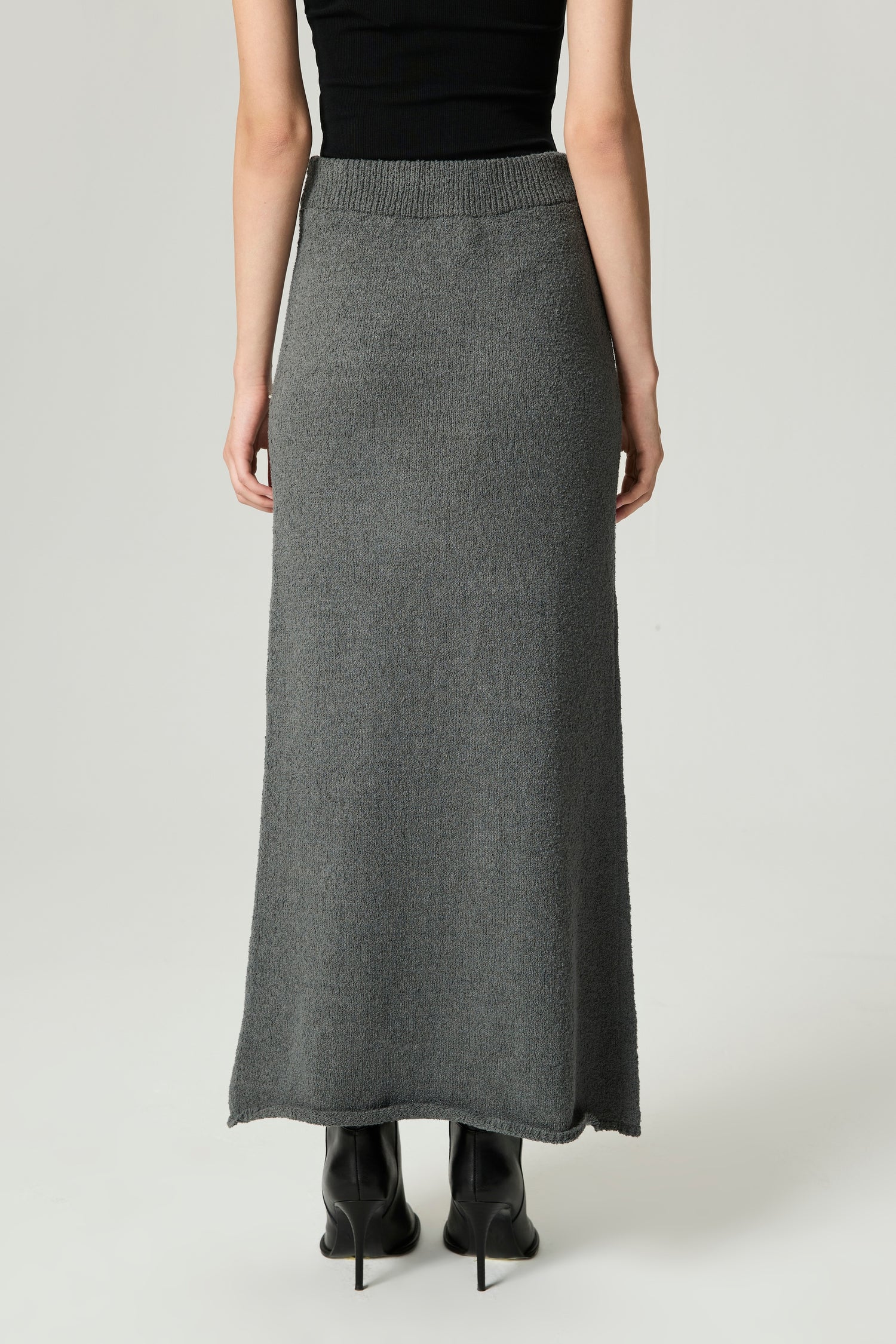 Embellished Ribbed Knit Maxi Skirt