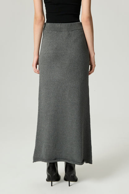 Embellished Ribbed Knit Maxi Skirt