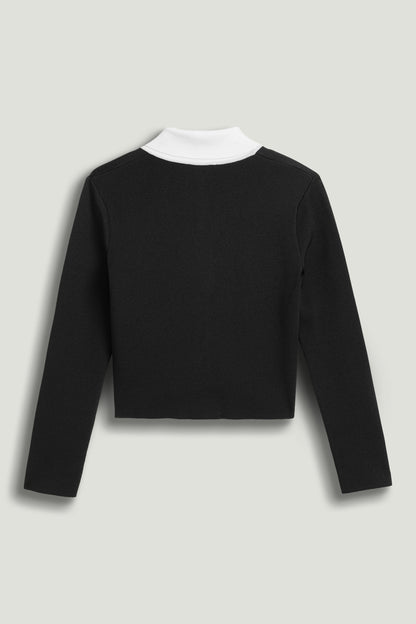 Contrast Collar Knit Cardigan