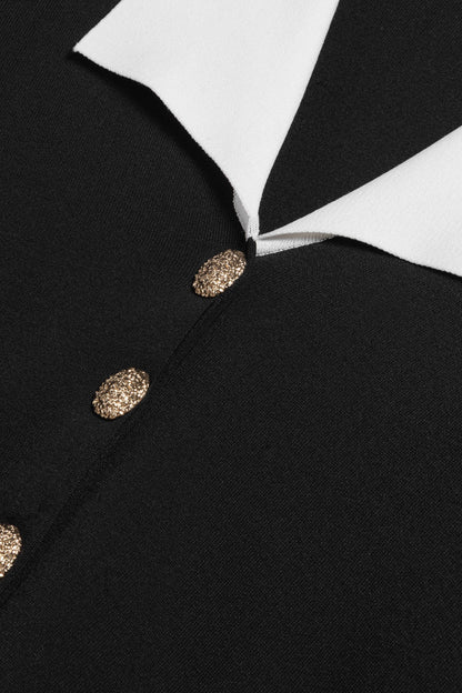 Contrast Collar Knit Cardigan