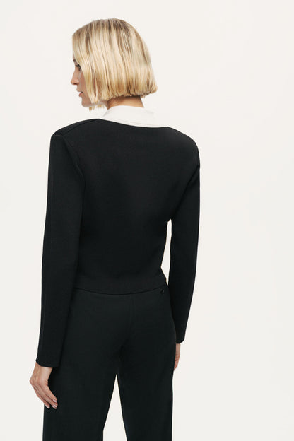 Contrast Collar Knit Cardigan