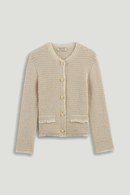 Textured Bouclé Button Cardigan