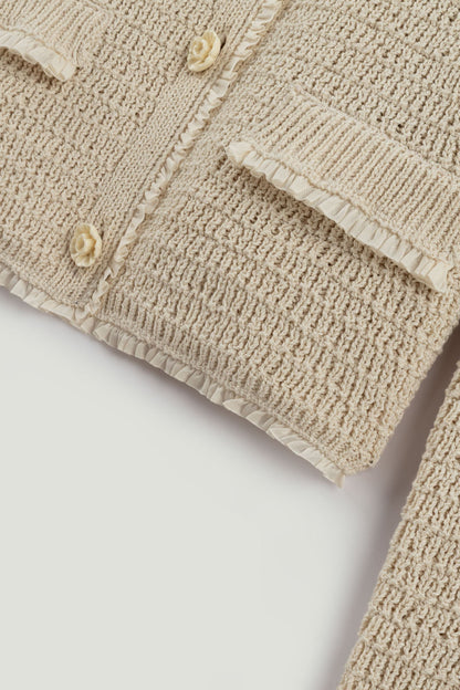 Textured Bouclé Button Cardigan