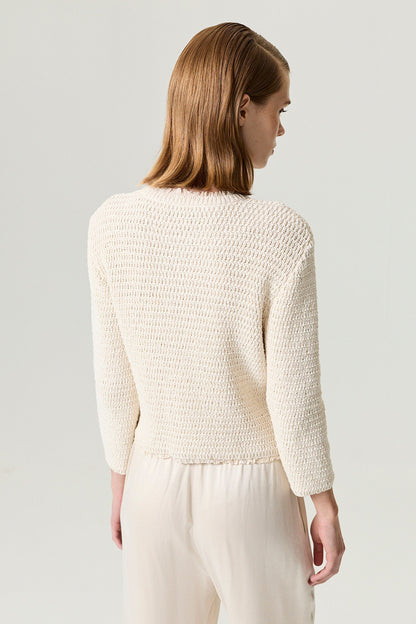 Textured Bouclé Button Cardigan