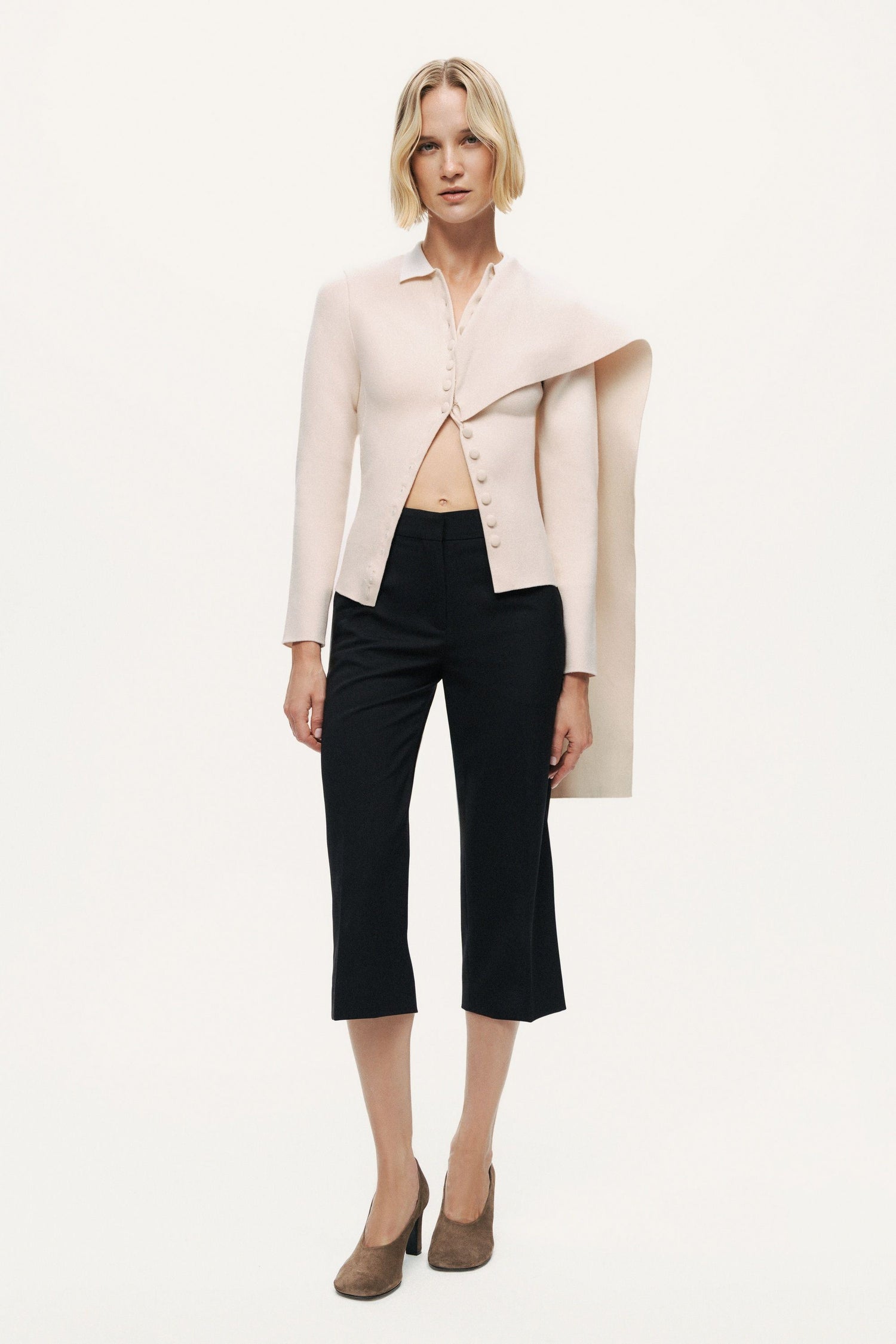 Asymmetric Cape Knit Cardigan