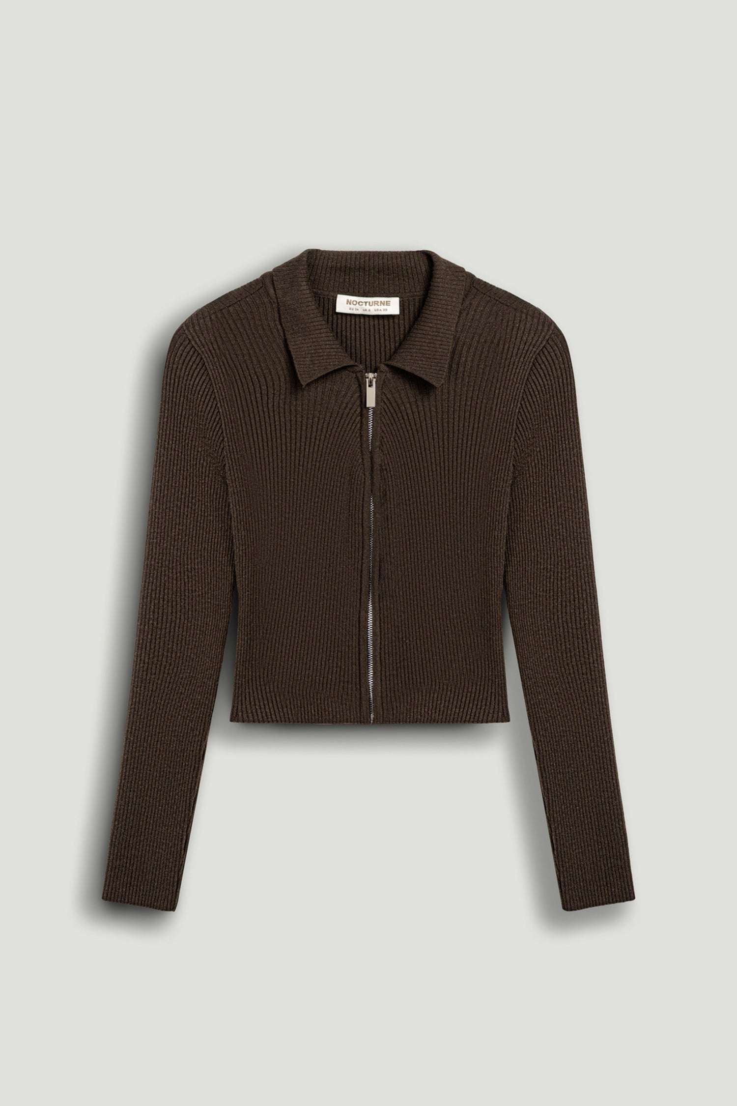 Zip-Front Ribbed Knit Top