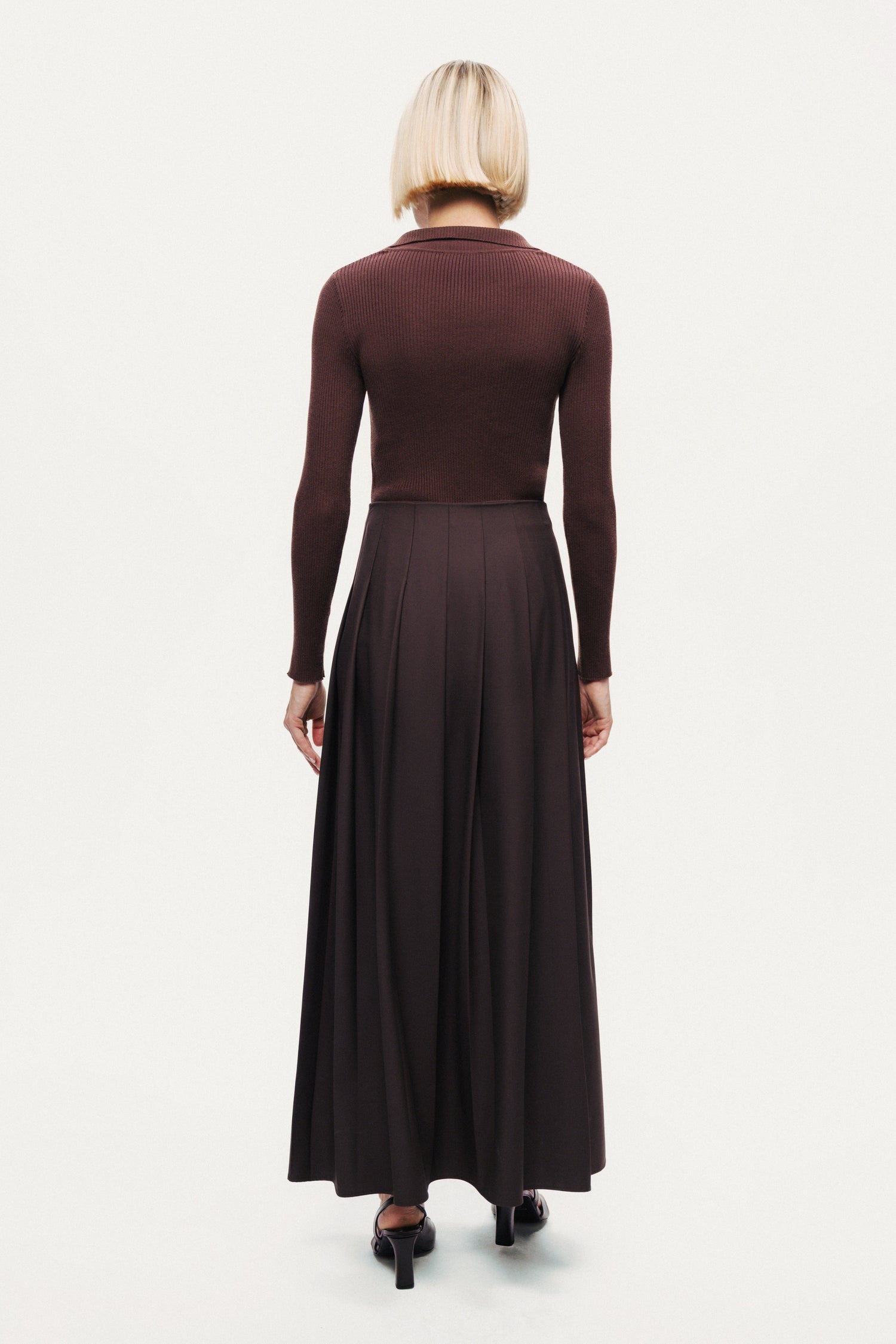 Zip-Front Ribbed Knit Top