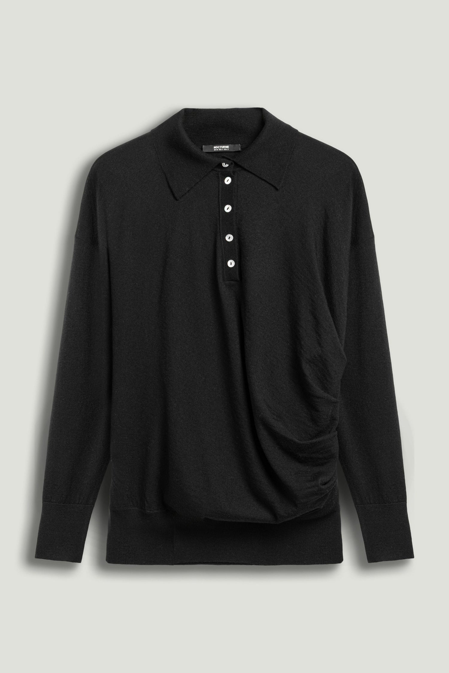 Black Knit Polo Sweater