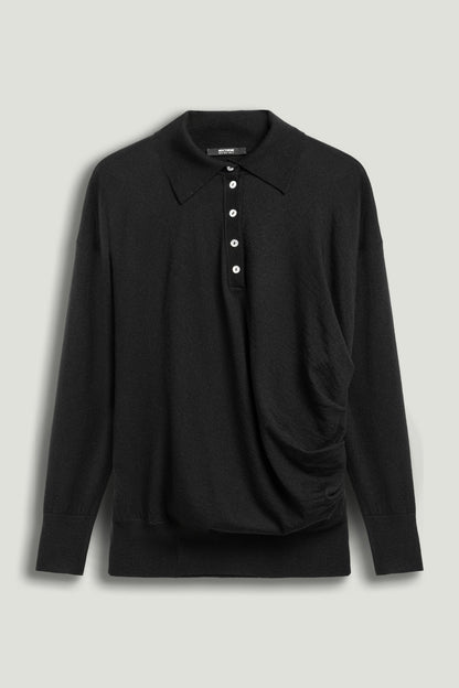 Black Knit Polo Sweater