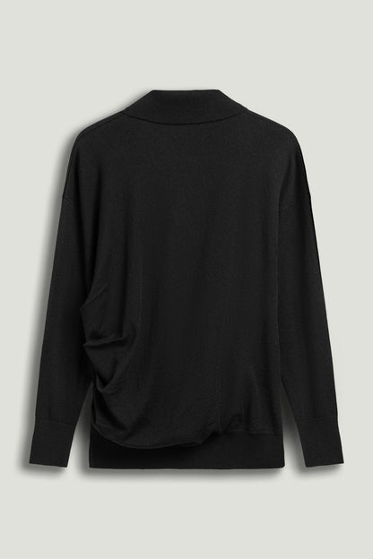 Black Knit Polo Sweater