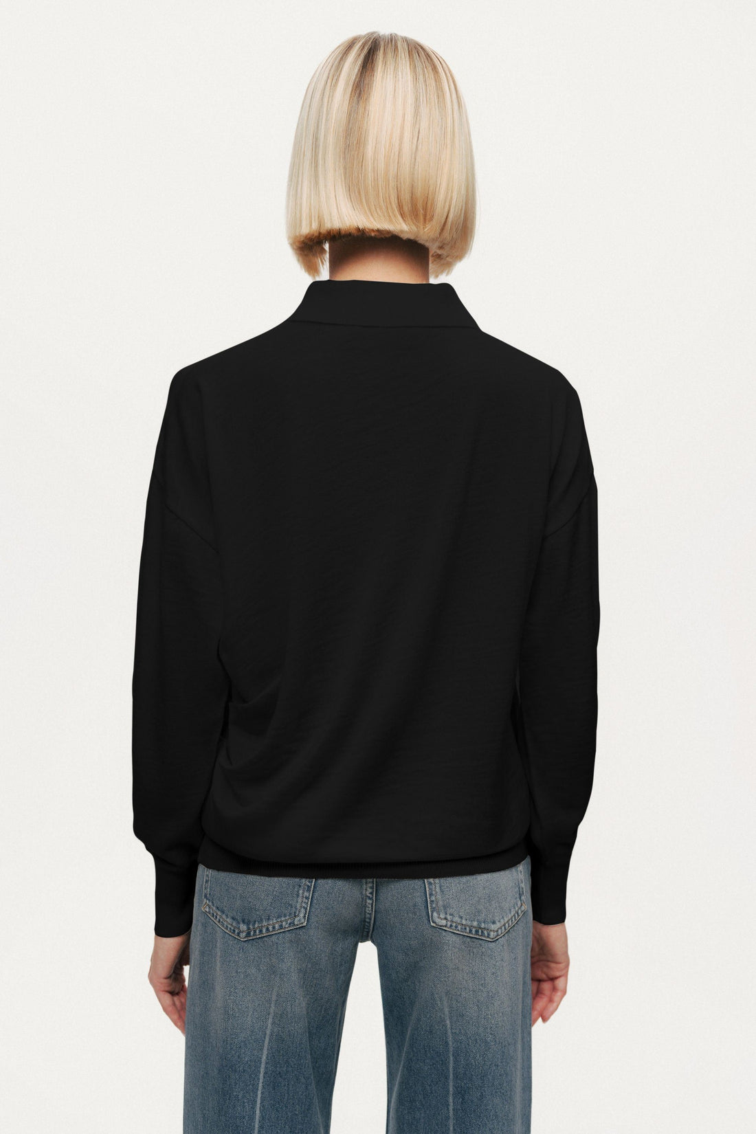 Black Knit Polo Sweater