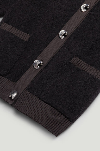 Contrast-Trim Short-Sleeve Cardigan