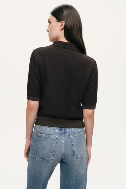 Contrast-Trim Short-Sleeve Cardigan