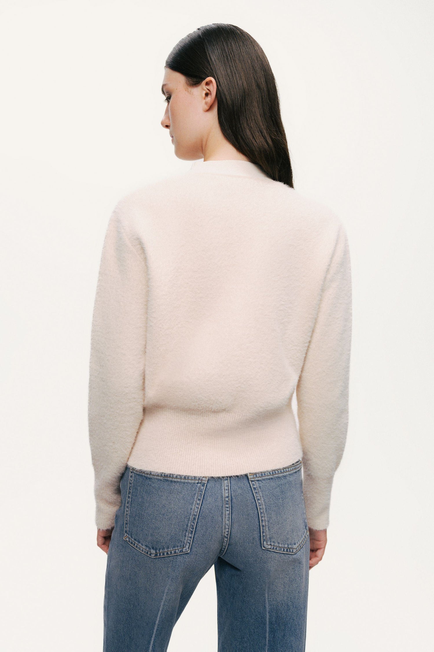 Pearl-Button V-Neck Cardigan