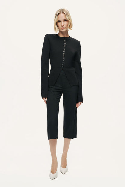 Sculpted Button-Front Knit Top