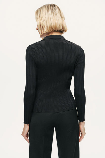 Floral Embellished Ribbed V-Neck Sweater