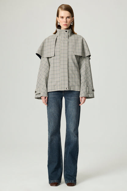 Belted Glen Check Cape Trench