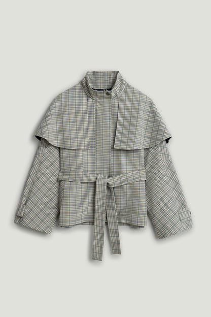 Belted Glen Check Cape Trench