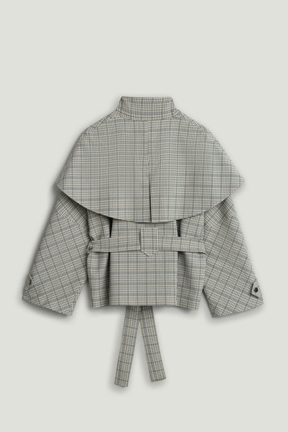 Belted Glen Check Cape Trench