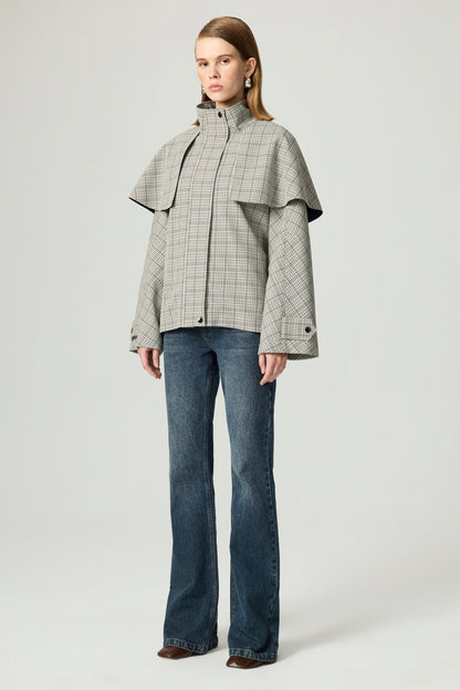 Belted Glen Check Cape Trench