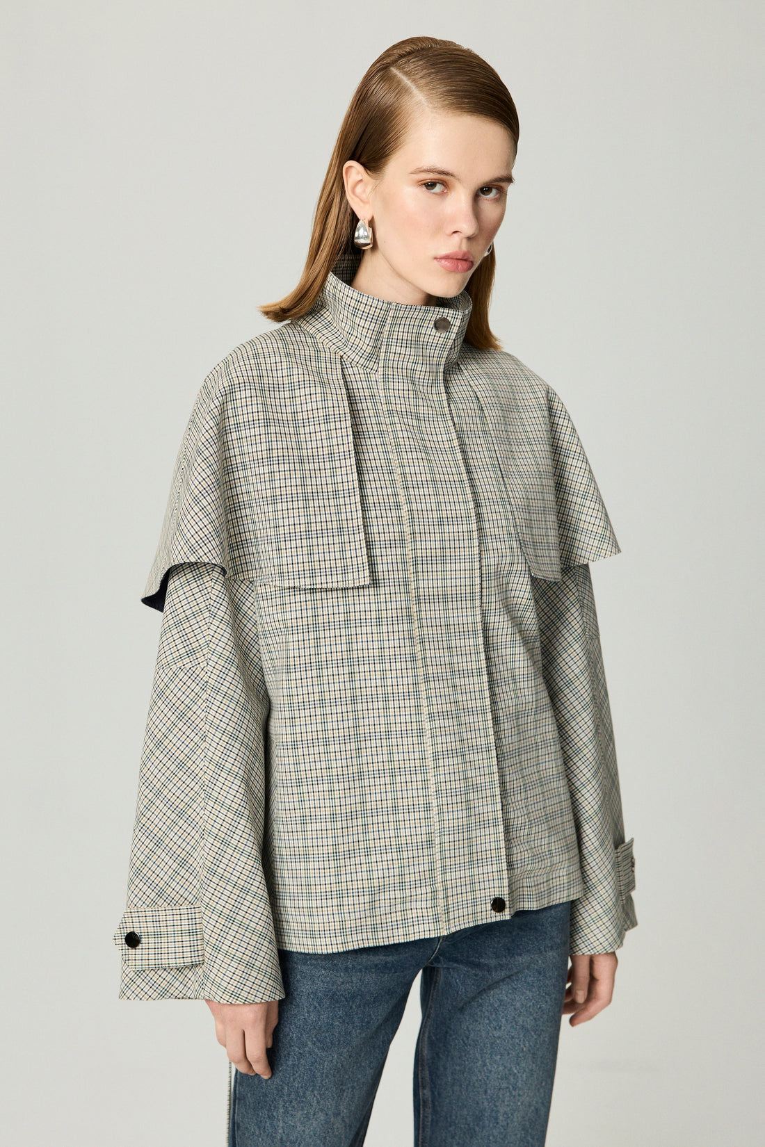 Belted Glen Check Cape Trench