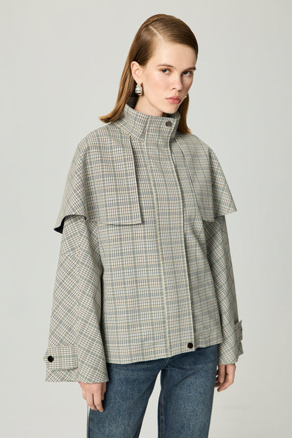 Belted Glen Check Cape Trench