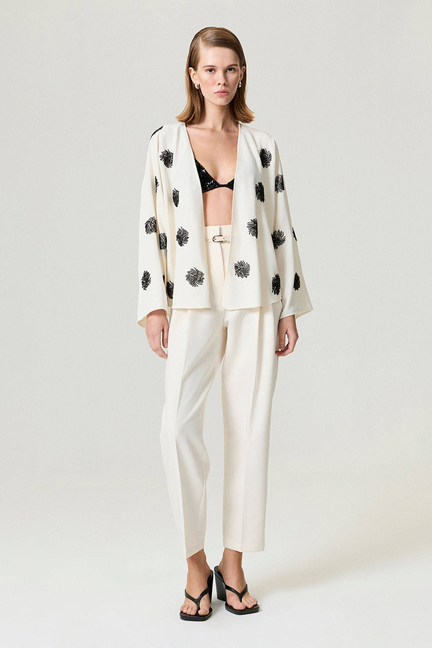 Beaded Open-Front Kimono