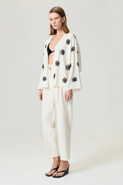 Beaded Open-Front Kimono