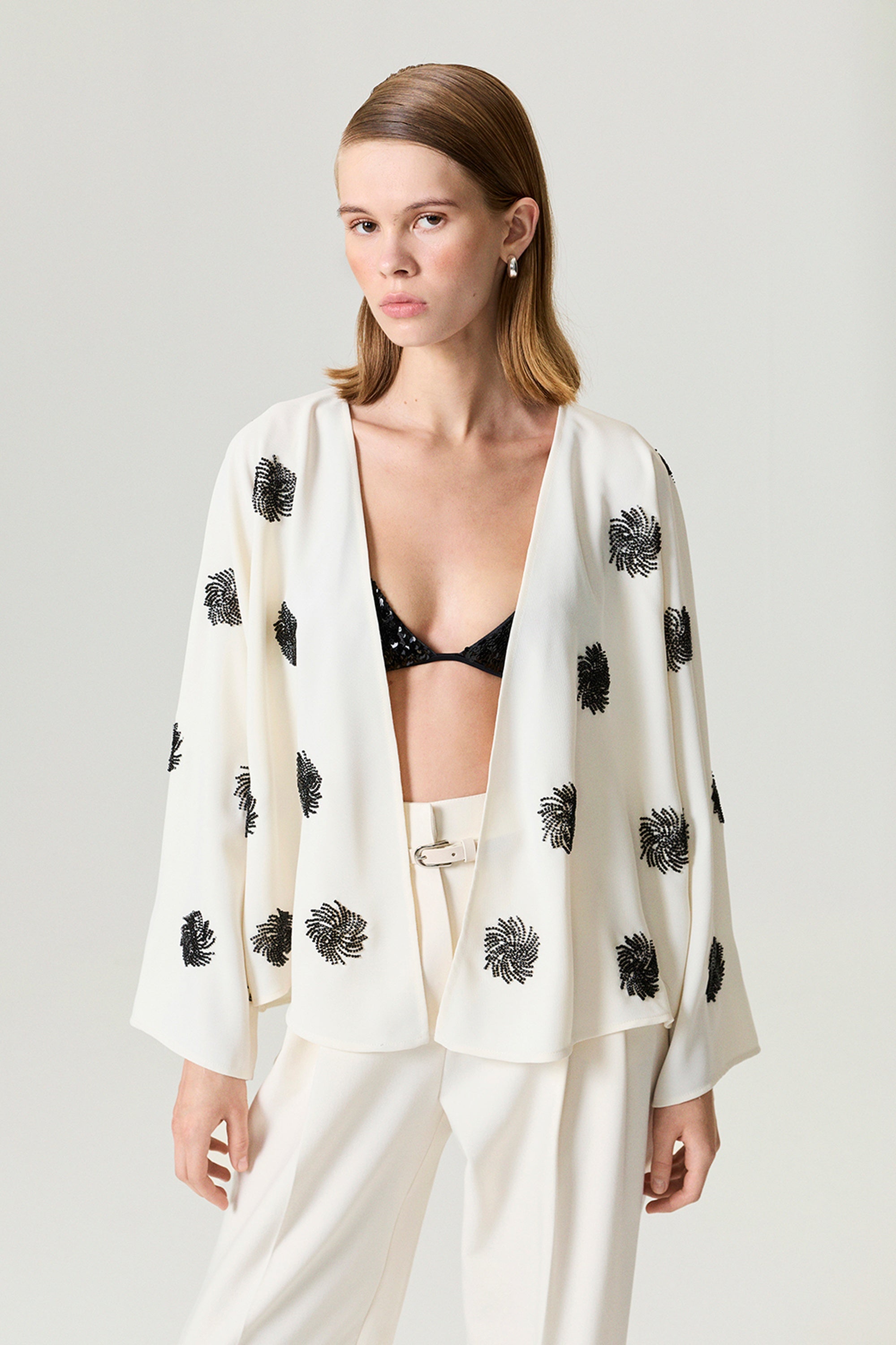 Beaded Open-Front Kimono