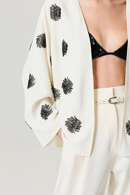 Beaded Open-Front Kimono