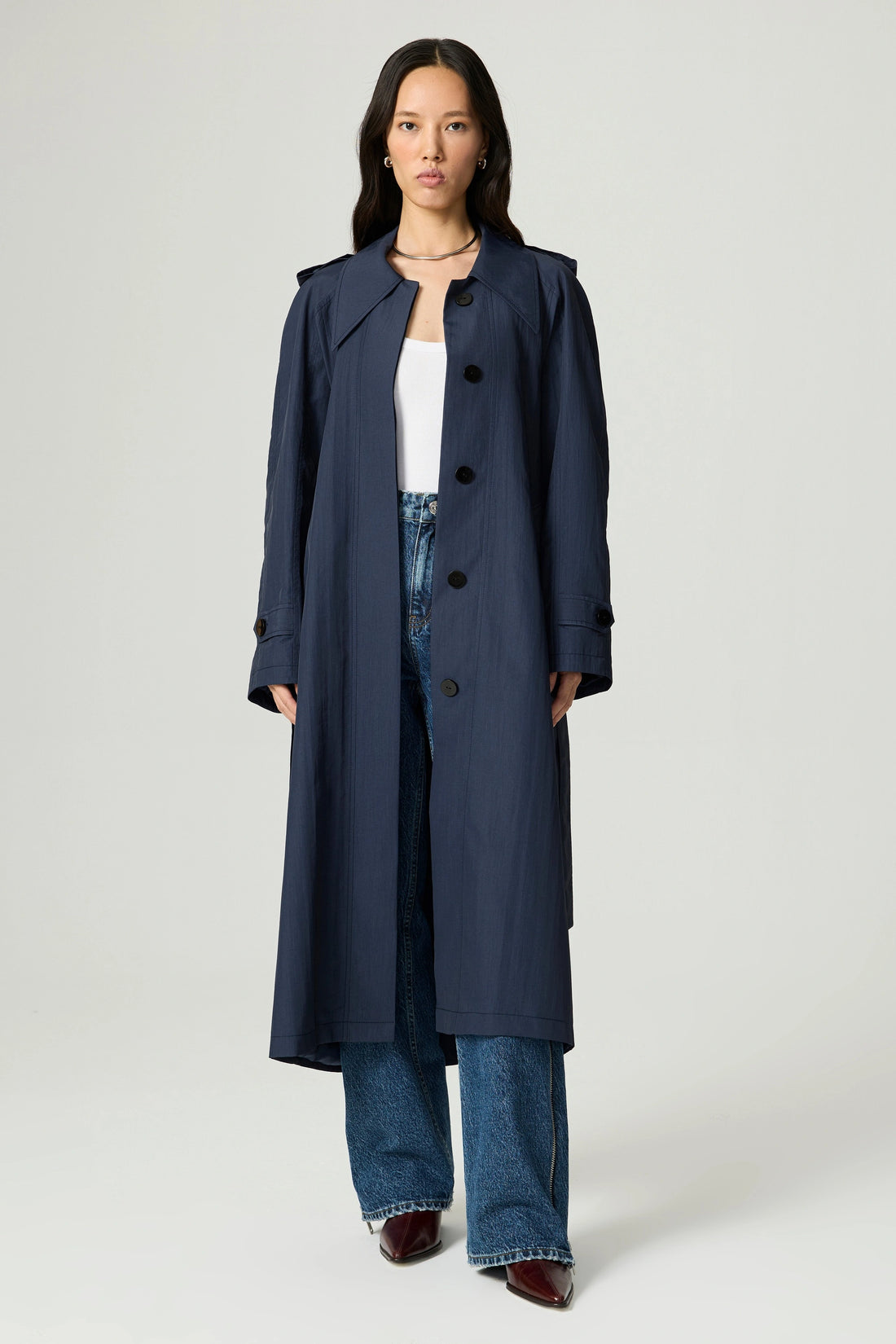 Single-Breasted Cotton Trench Coat