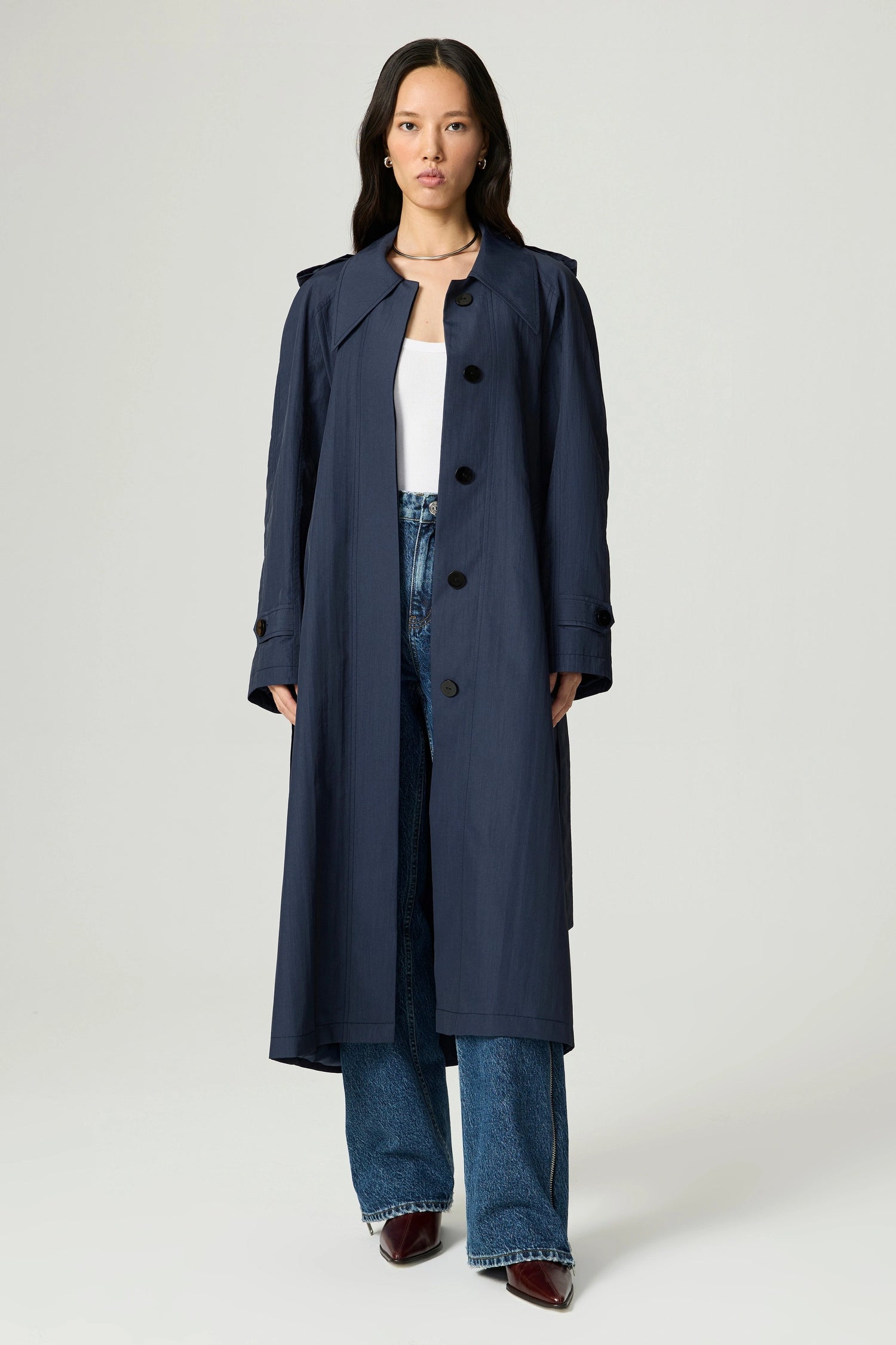 Single-Breasted Cotton Trench Coat