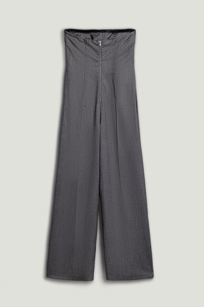Strapless Wide-Leg Tailored Jumpsuit