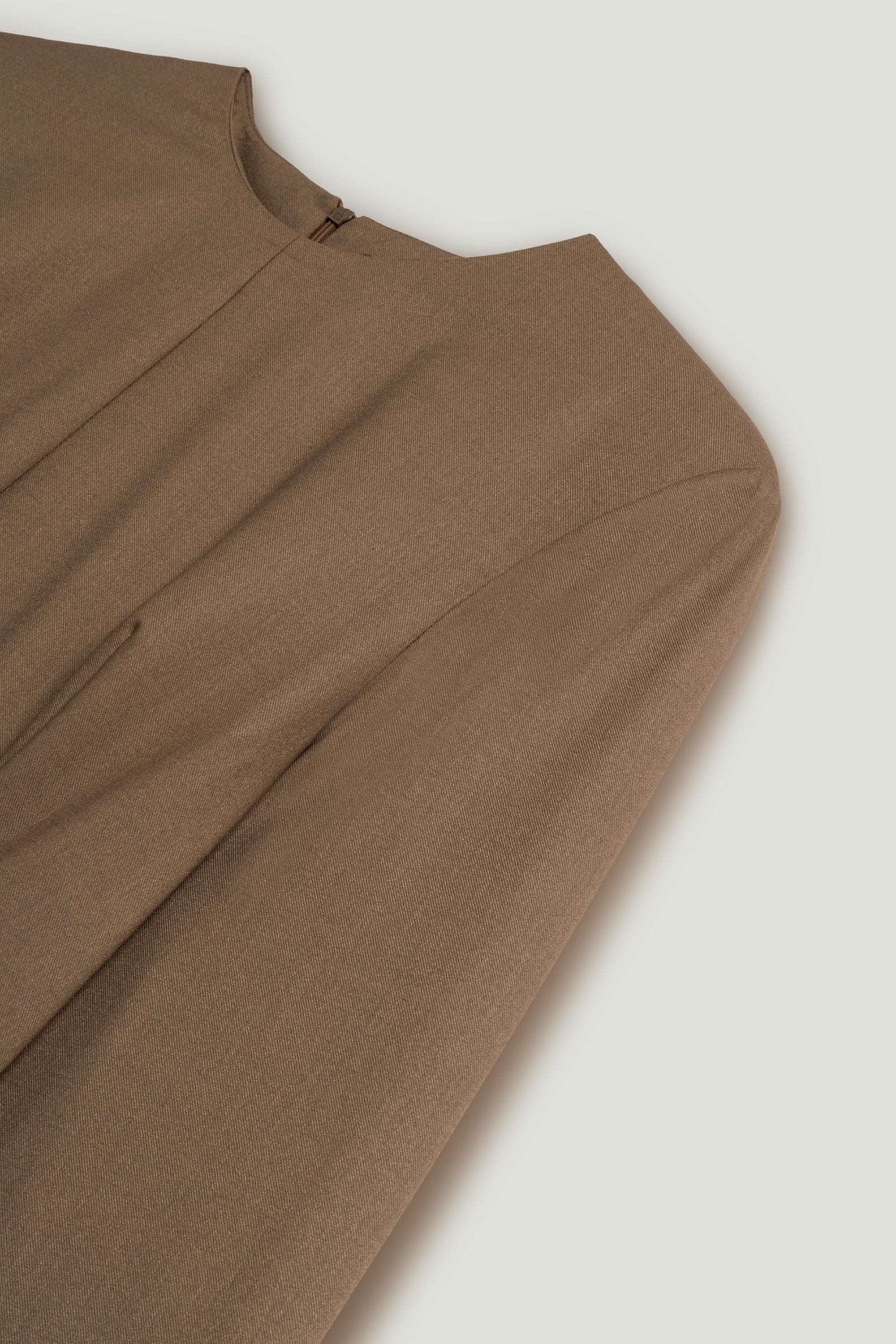 Sculpted-Shoulder Crew-Neck Jumpsuit