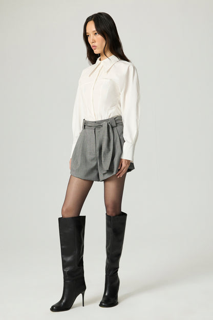Belted High-Waist Mini Shorts