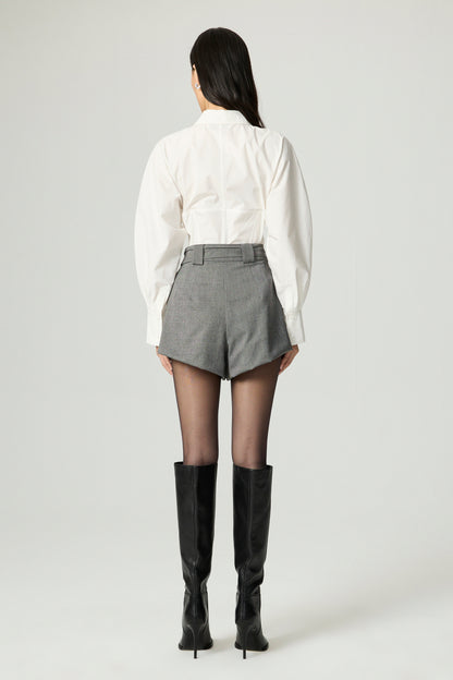 Belted High-Waist Mini Shorts