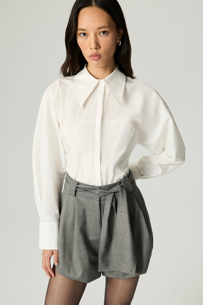 Belted High-Waist Mini Shorts