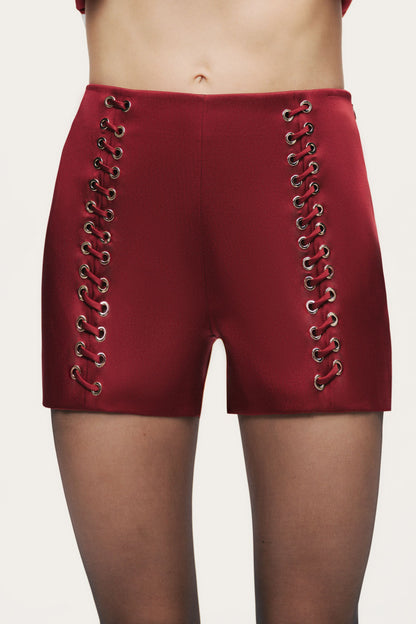 Twin-Lace High-Waist Shorts